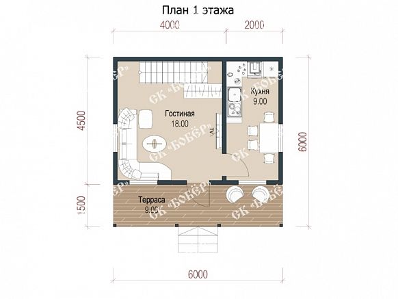 Маленький дом из бруса 6х6. фото