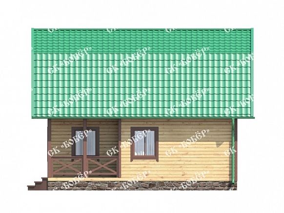 Дом с ломаной крышей из бруса 7.5х8. фото